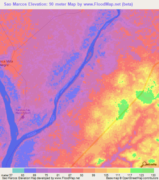 Sao Marcos,Brazil Elevation Map