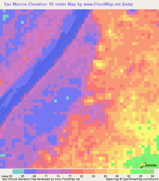 Sao Marcos,Brazil Elevation Map