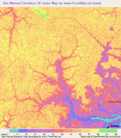 Sao Manuel,Brazil Elevation Map