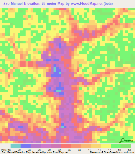 Sao Manuel,Brazil Elevation Map