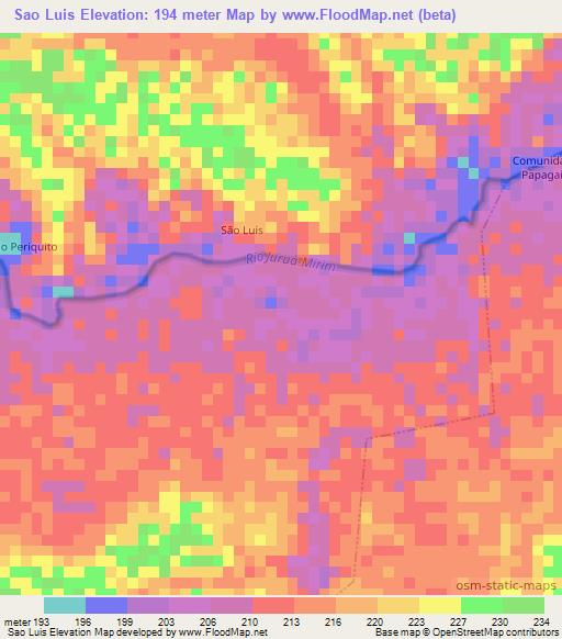 Sao Luis,Brazil Elevation Map