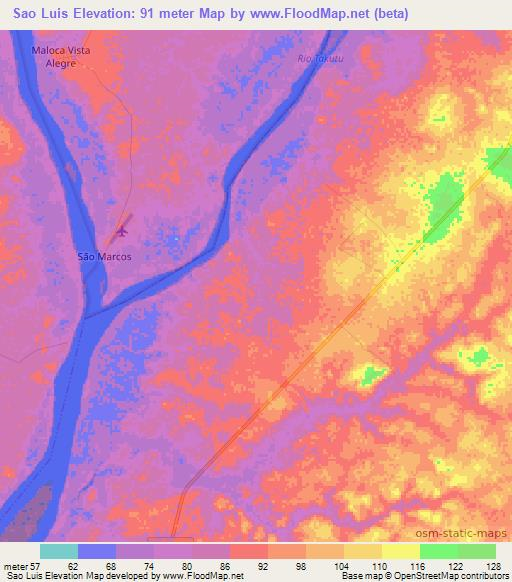 Sao Luis,Brazil Elevation Map