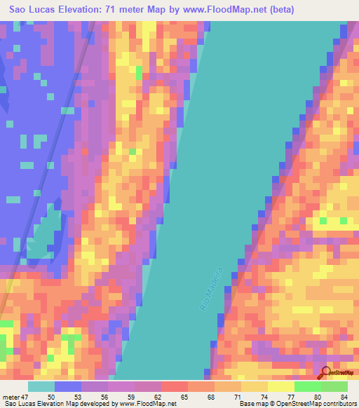 Sao Lucas,Brazil Elevation Map