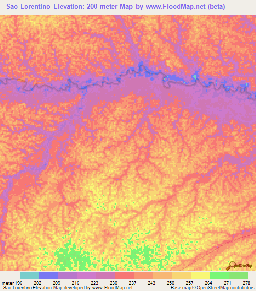 Sao Lorentino,Brazil Elevation Map