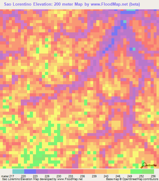 Sao Lorentino,Brazil Elevation Map