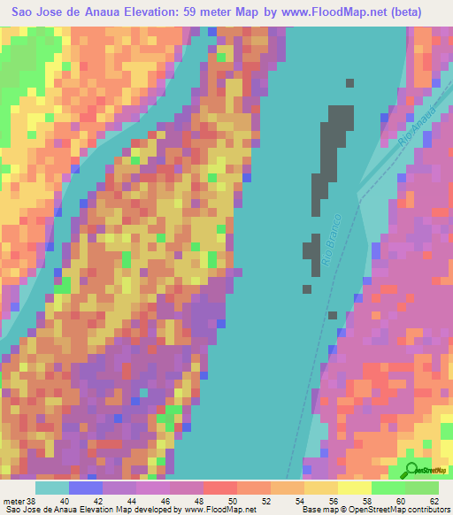 Sao Jose de Anaua,Brazil Elevation Map