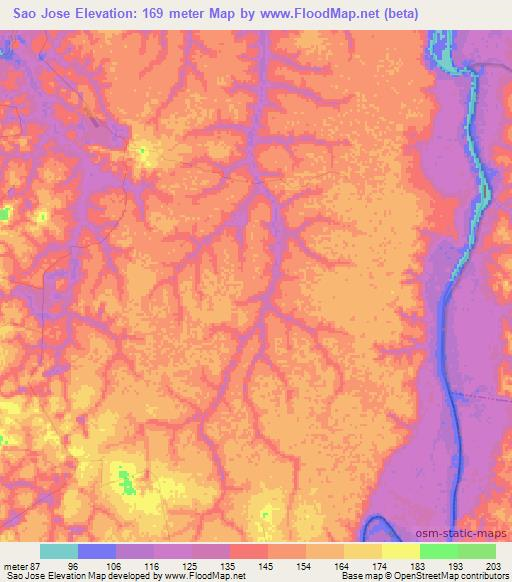 Sao Jose,Brazil Elevation Map