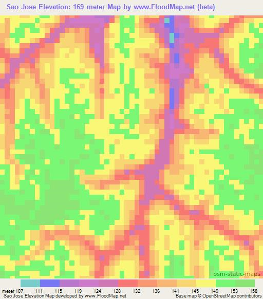 Sao Jose,Brazil Elevation Map