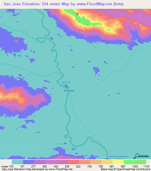 Sao Jose,Brazil Elevation Map