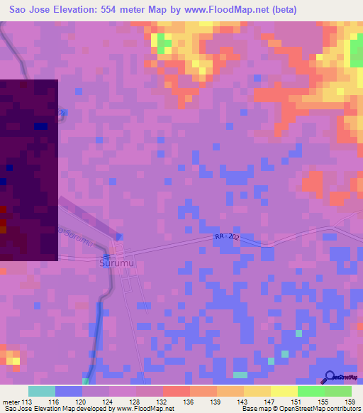 Sao Jose,Brazil Elevation Map