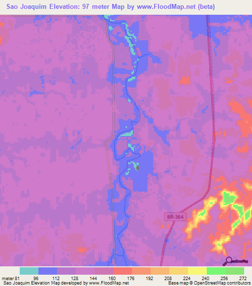 Sao Joaquim,Brazil Elevation Map