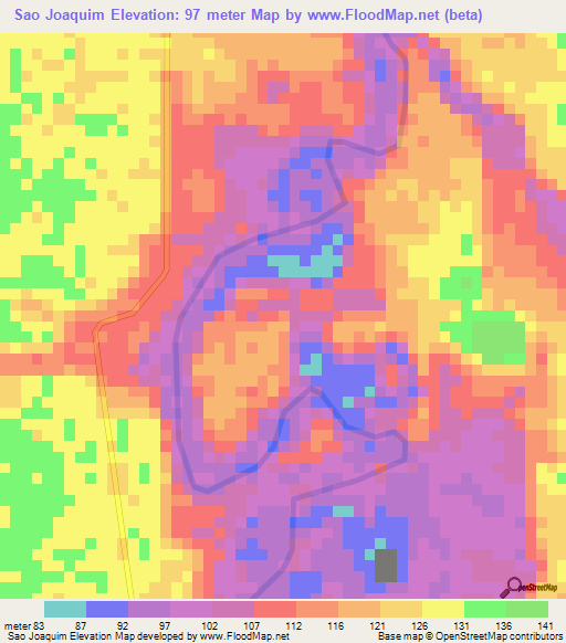 Sao Joaquim,Brazil Elevation Map