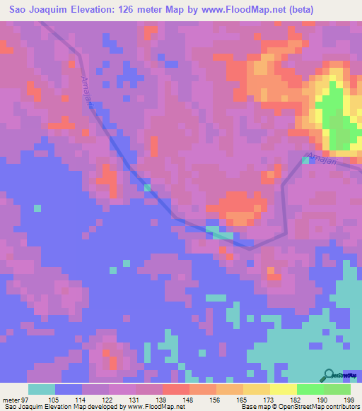 Sao Joaquim,Brazil Elevation Map