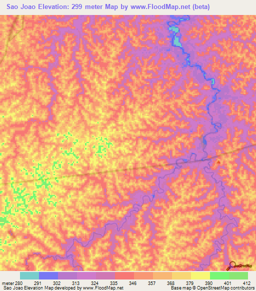 Sao Joao,Brazil Elevation Map