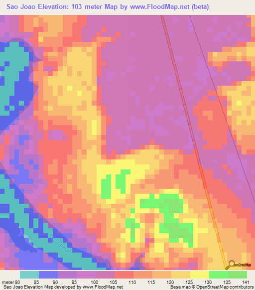 Sao Joao,Brazil Elevation Map