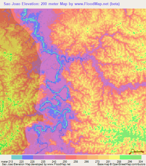 Sao Joao,Brazil Elevation Map