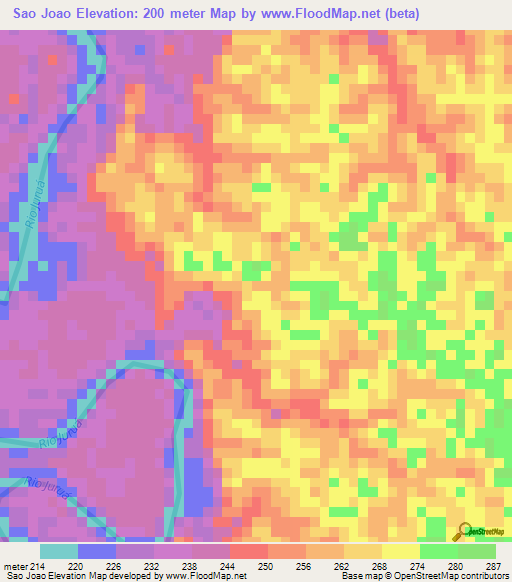 Sao Joao,Brazil Elevation Map