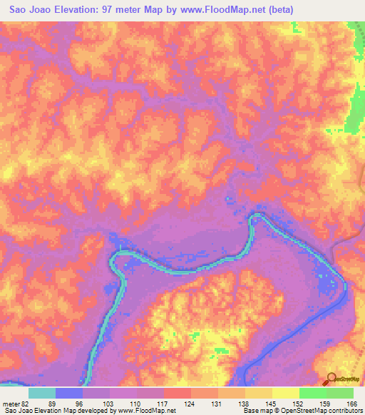 Sao Joao,Brazil Elevation Map