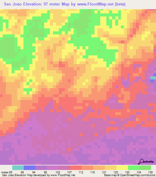 Sao Joao,Brazil Elevation Map