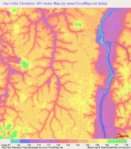 Sao Felix,Brazil Elevation Map