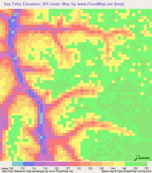 Sao Felix,Brazil Elevation Map