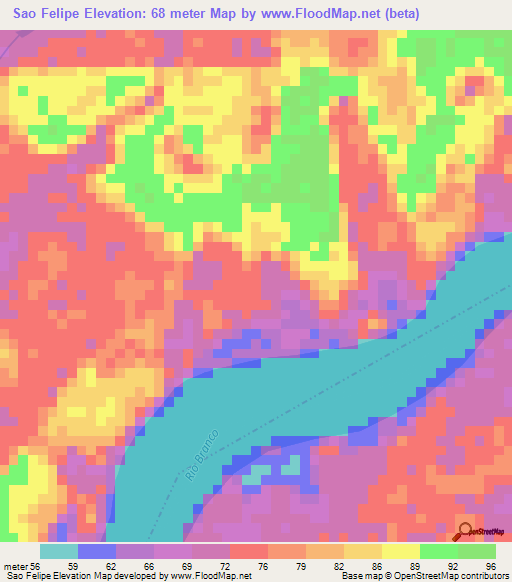 Sao Felipe,Brazil Elevation Map