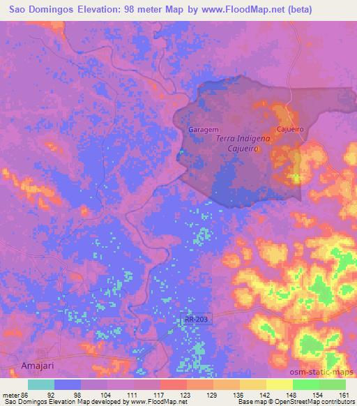 Sao Domingos,Brazil Elevation Map