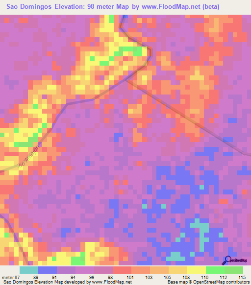 Sao Domingos,Brazil Elevation Map