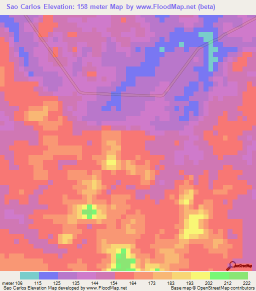 Sao Carlos,Brazil Elevation Map