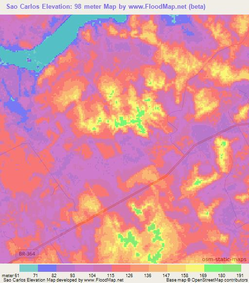 Sao Carlos,Brazil Elevation Map