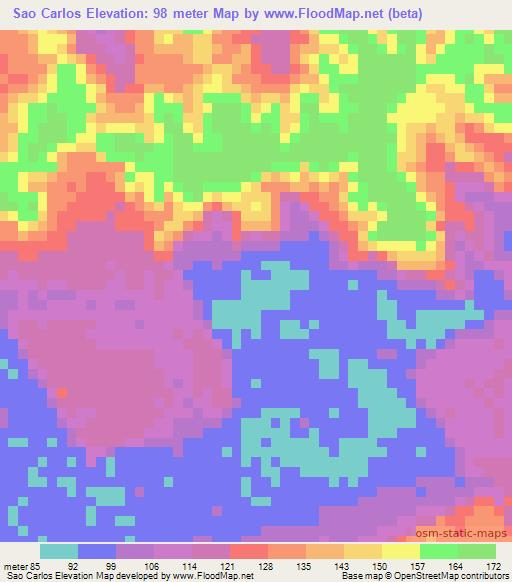 Sao Carlos,Brazil Elevation Map