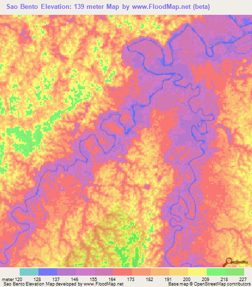 Sao Bento,Brazil Elevation Map