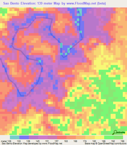 Sao Bento,Brazil Elevation Map