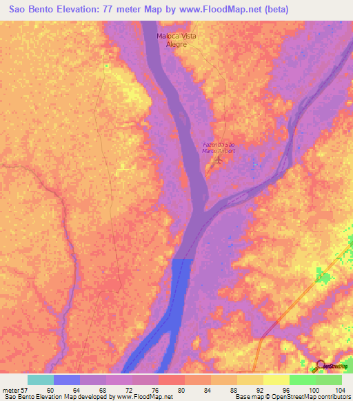 Sao Bento,Brazil Elevation Map