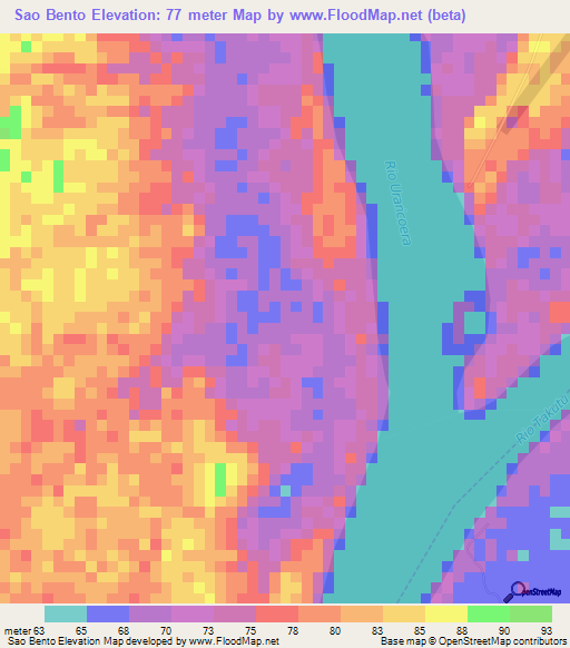 Sao Bento,Brazil Elevation Map