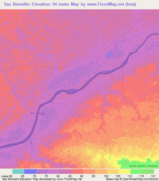 Sao Benedito,Brazil Elevation Map