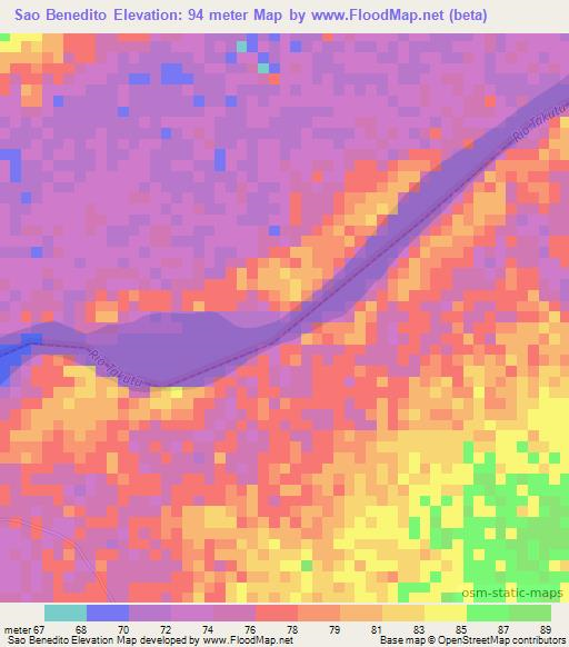 Sao Benedito,Brazil Elevation Map