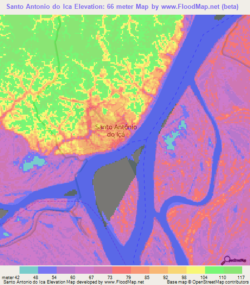 Santo Antonio do Ica,Brazil Elevation Map