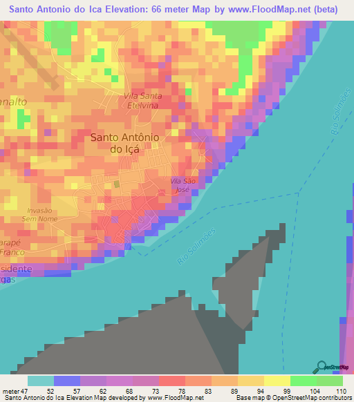 Santo Antonio do Ica,Brazil Elevation Map