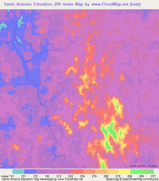 Santo Antonio,Brazil Elevation Map
