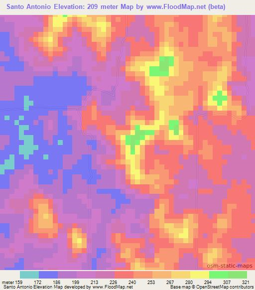 Santo Antonio,Brazil Elevation Map