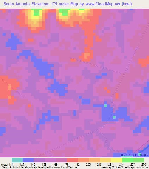 Santo Antonio,Brazil Elevation Map