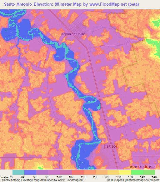 Santo Antonio,Brazil Elevation Map