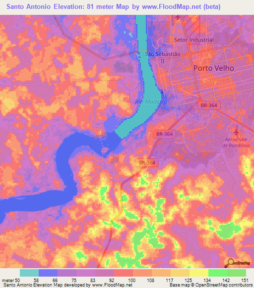 Santo Antonio,Brazil Elevation Map