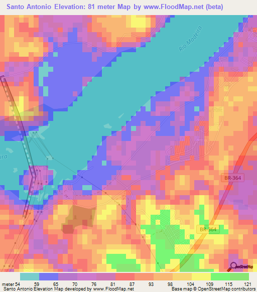 Santo Antonio,Brazil Elevation Map