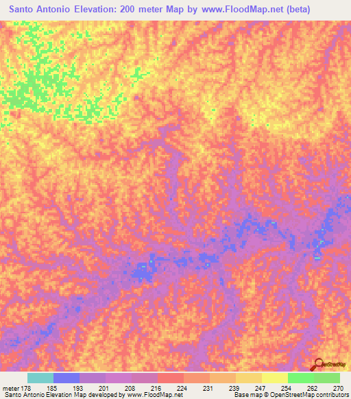 Santo Antonio,Brazil Elevation Map