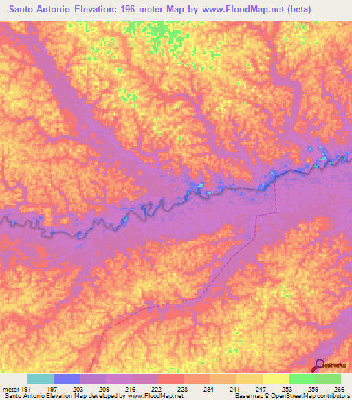 Santo Antonio,Brazil Elevation Map