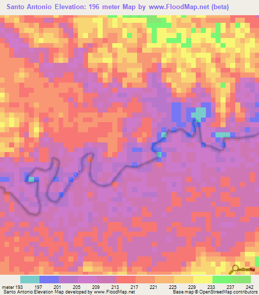 Santo Antonio,Brazil Elevation Map