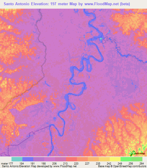 Santo Antonio,Brazil Elevation Map