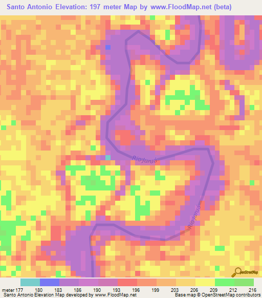 Santo Antonio,Brazil Elevation Map